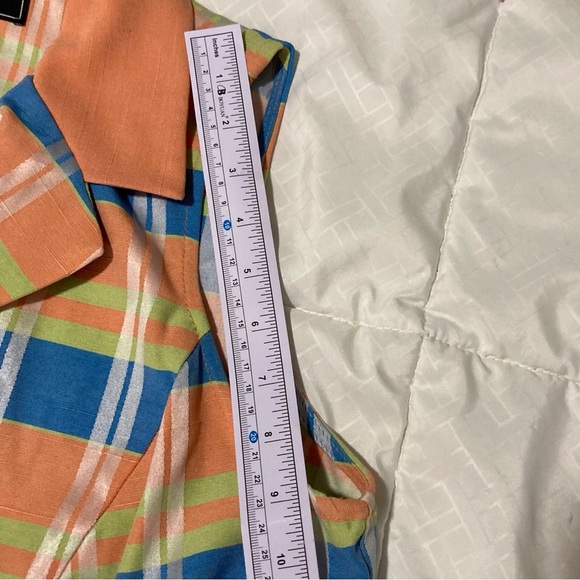 Vintage Sweet Suit Plaid Notched Collar Sleeveless Blazer | Sherbet Colors - Picture 3 of 10